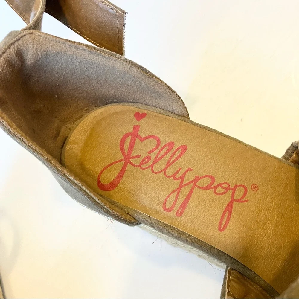 Jellypop Size 7 M Fit Espadrille Wedge Taupe Ankle‎ Strap Buckle Women Open Toe